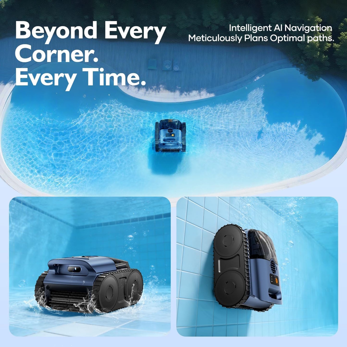 [2026 Release] Automatic Robotic Pool Vacuum for Inground & above Ground Pools, Wall Climbing Pool Vacuum Cleaner, Cleans Floor, Walls, Waterline, Drain & Skimmer up to 2150 Sq. Ft., 190 Min