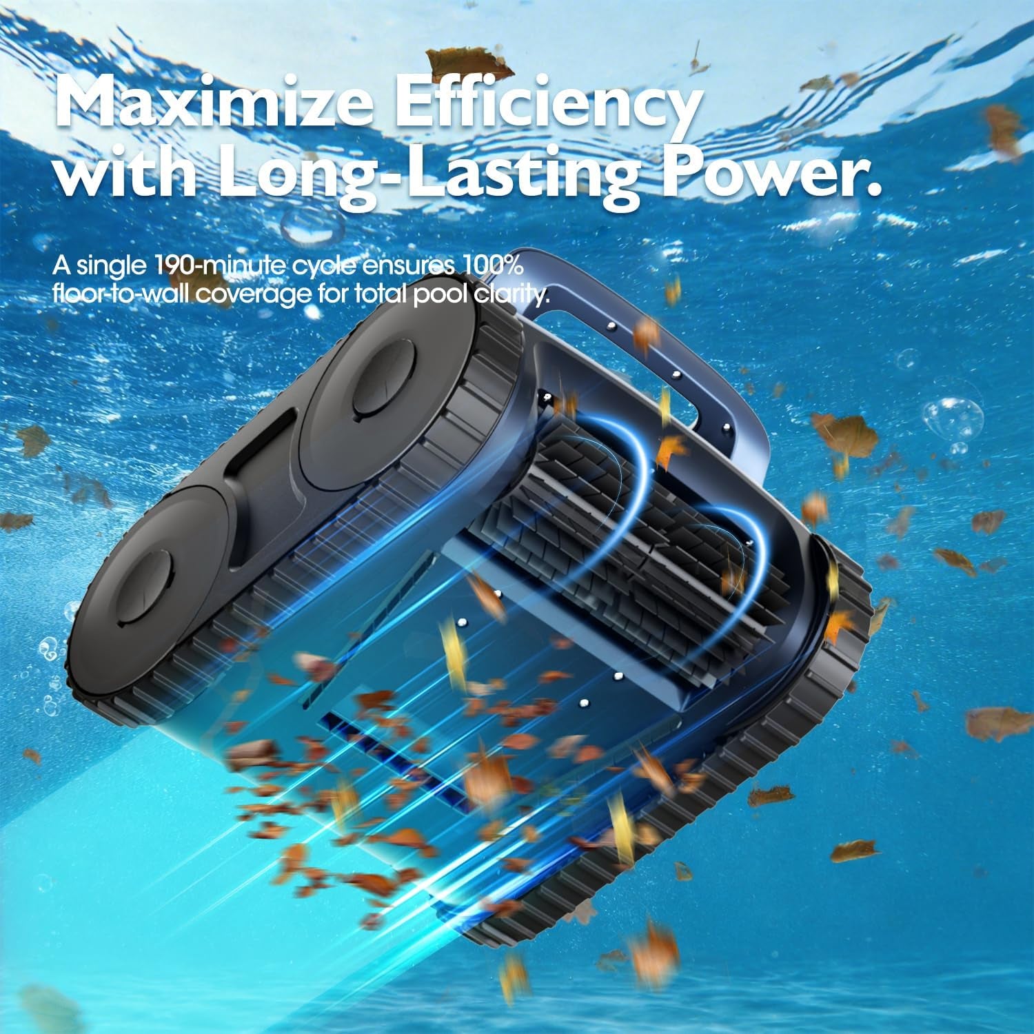 [2026 Release] Automatic Robotic Pool Vacuum for Inground & above Ground Pools, Wall Climbing Pool Vacuum Cleaner, Cleans Floor, Walls, Waterline, Drain & Skimmer up to 2150 Sq. Ft., 190 Min
