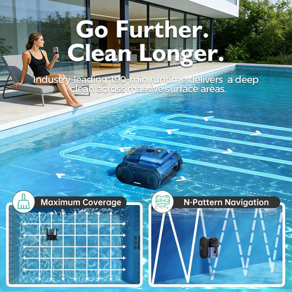 [2026 Release] Automatic Robotic Pool Vacuum for Inground & above Ground Pools, Wall Climbing Pool Vacuum Cleaner, Cleans Floor, Walls, Waterline, Drain & Skimmer up to 2150 Sq. Ft., 190 Min